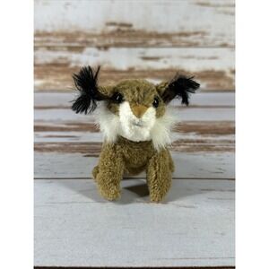 Folkmanis Mini Bobcat Finger Puppet Brown Tan Green Eyes 4in Used